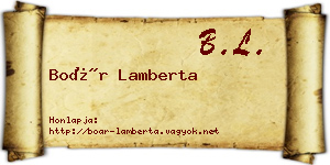 Boár Lamberta névjegykártya